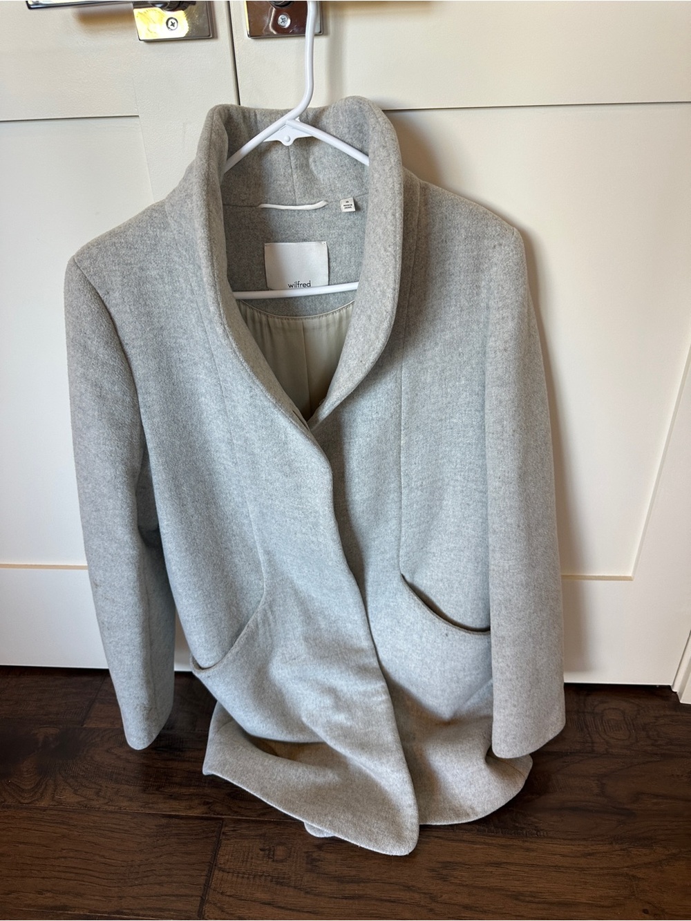 Wilfred Light Gray Wool-Blend Shawl-Collar Pea Coat